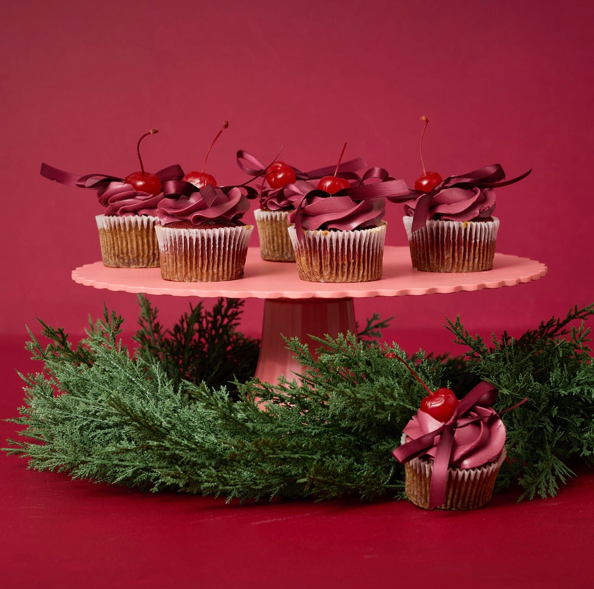 Cherry Christmas Cupcakes
